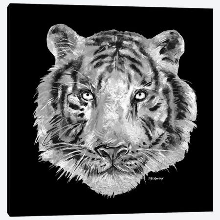 Tiger Head In Black And White Canvas Print #PDM69} by P.D. Moreno Art Print