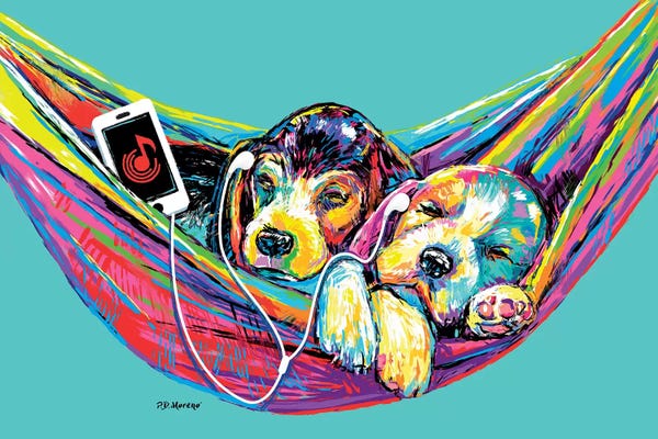 Puppies: Couple Hammock In Aqua by P.D. Moreno