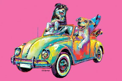 Couple Car In Pink by P.D. Moreno canvas print