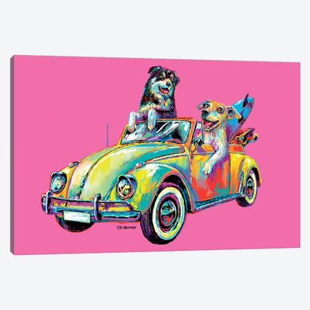 Couple Car In Pink Canvas Print #PDM82} by P.D. Moreno Canvas Art Print