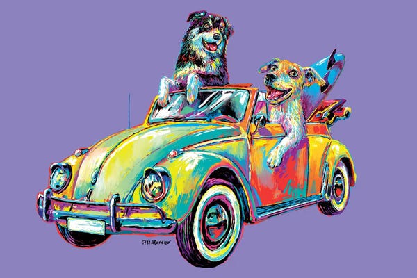 Kids Transportation Art: Couple Car In Purple by P.D. Moreno