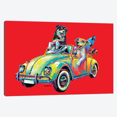 Couple Car In Red Canvas Print #PDM84} by P.D. Moreno Canvas Wall Art