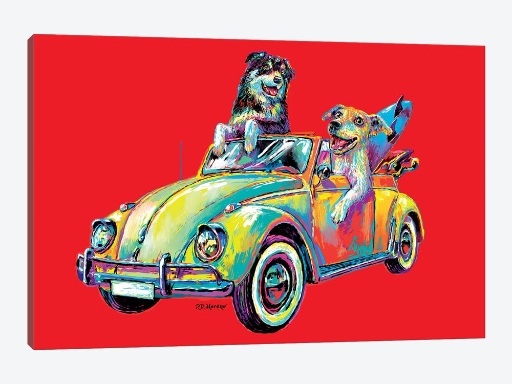 Couple Car In Red by P.D. Moreno 1-piece Canvas Print