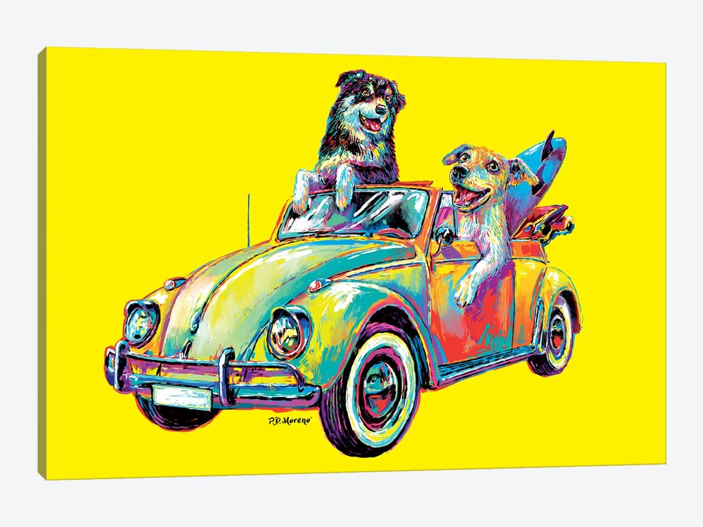 Couple Car In Yellow by P.D. Moreno 1-piece Canvas Artwork