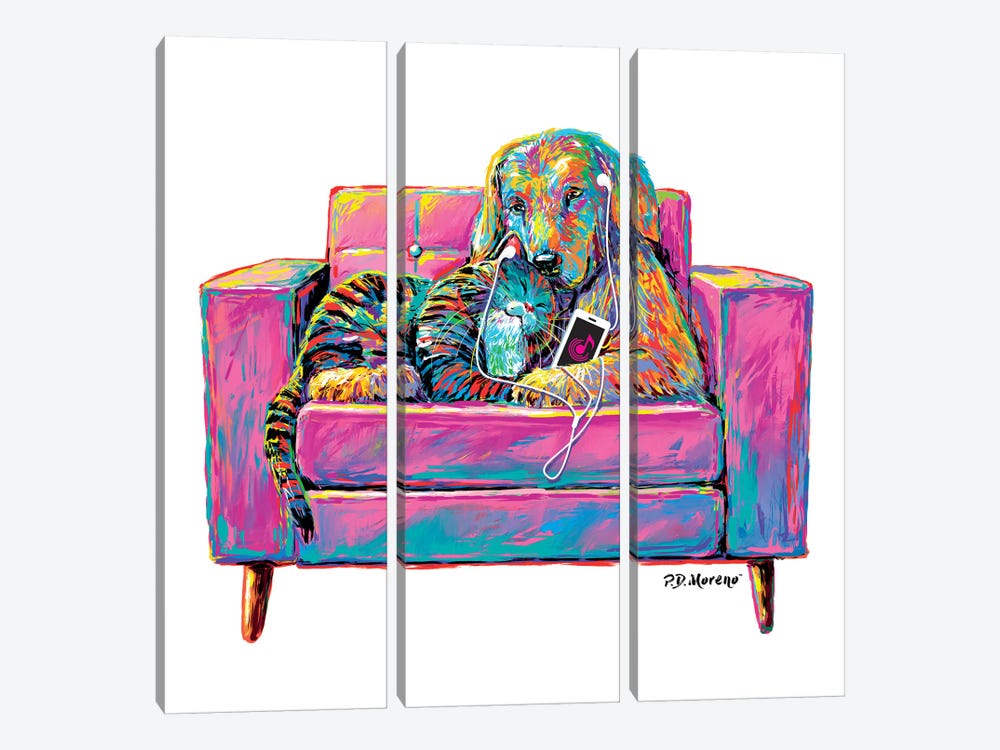 Couple Chair by P.D. Moreno 3-piece Canvas Art Print