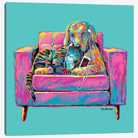 Couple Chair In Aqua Canvas Print #PDM87} by P.D. Moreno Canvas Artwork