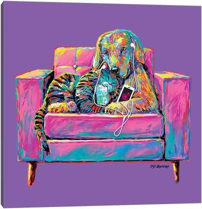Couple Chair In Purple Canvas Art Print - P.D. Moreno