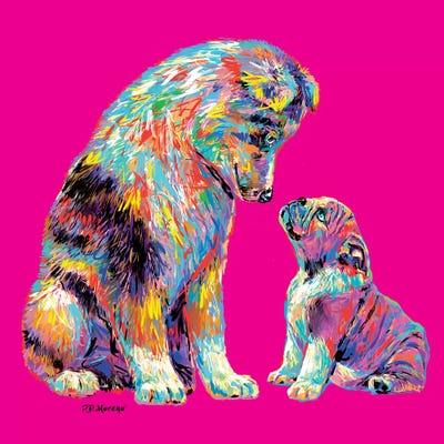 Couple Kiss In Pink by P.D. Moreno canvas print