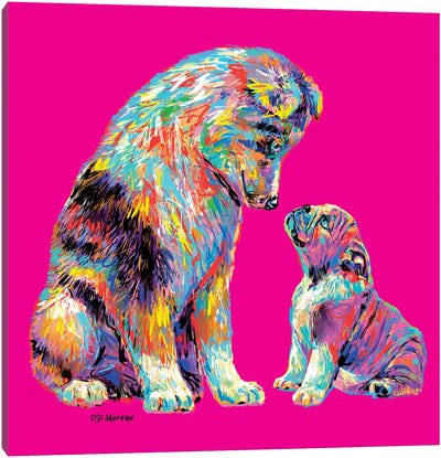 Couple Kiss In Pink Canvas Art Print - P.D. Moreno