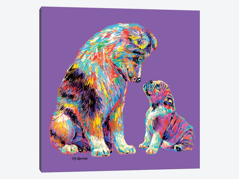 Couple Kiss In Purple by P.D. Moreno 1-piece Canvas Art