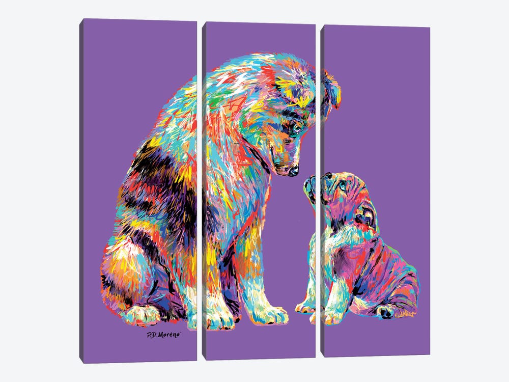 Couple Kiss In Purple by P.D. Moreno 3-piece Canvas Artwork