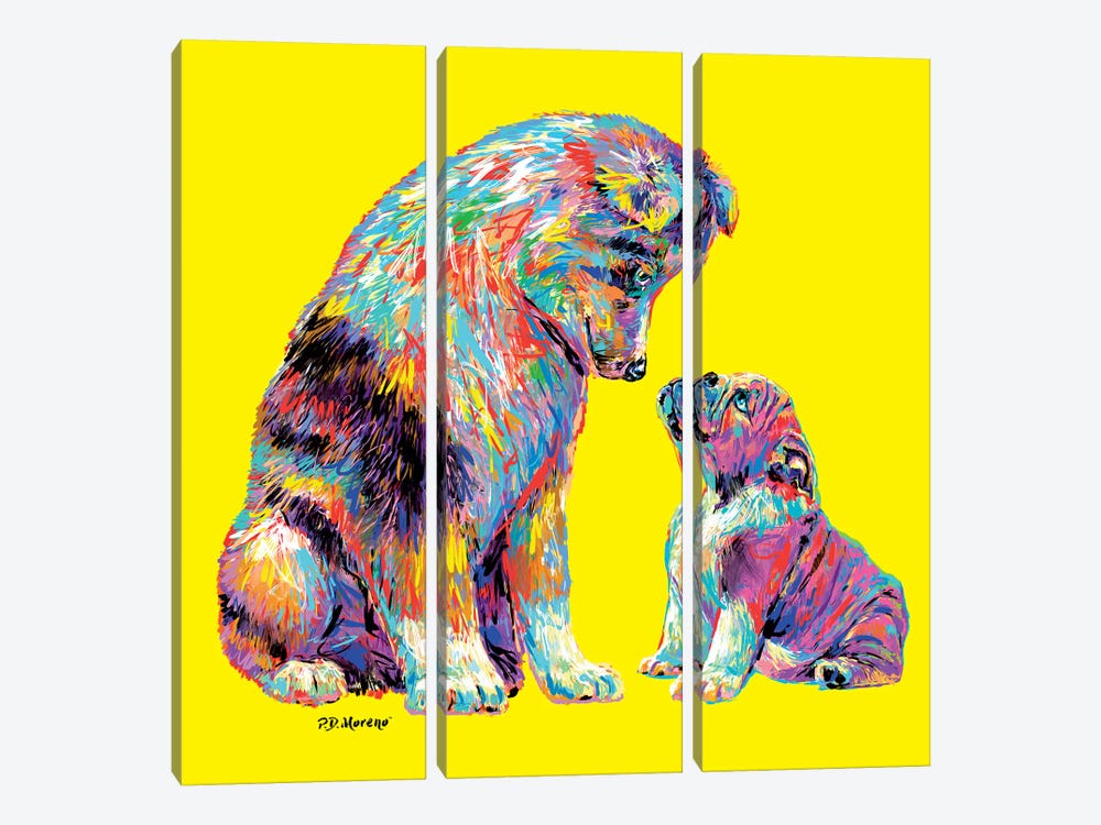 Couple Kiss In Yellow by P.D. Moreno 3-piece Canvas Art
