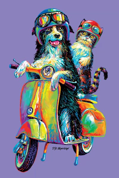 Scooters: Couple On Scooter In Purple by P.D. Moreno