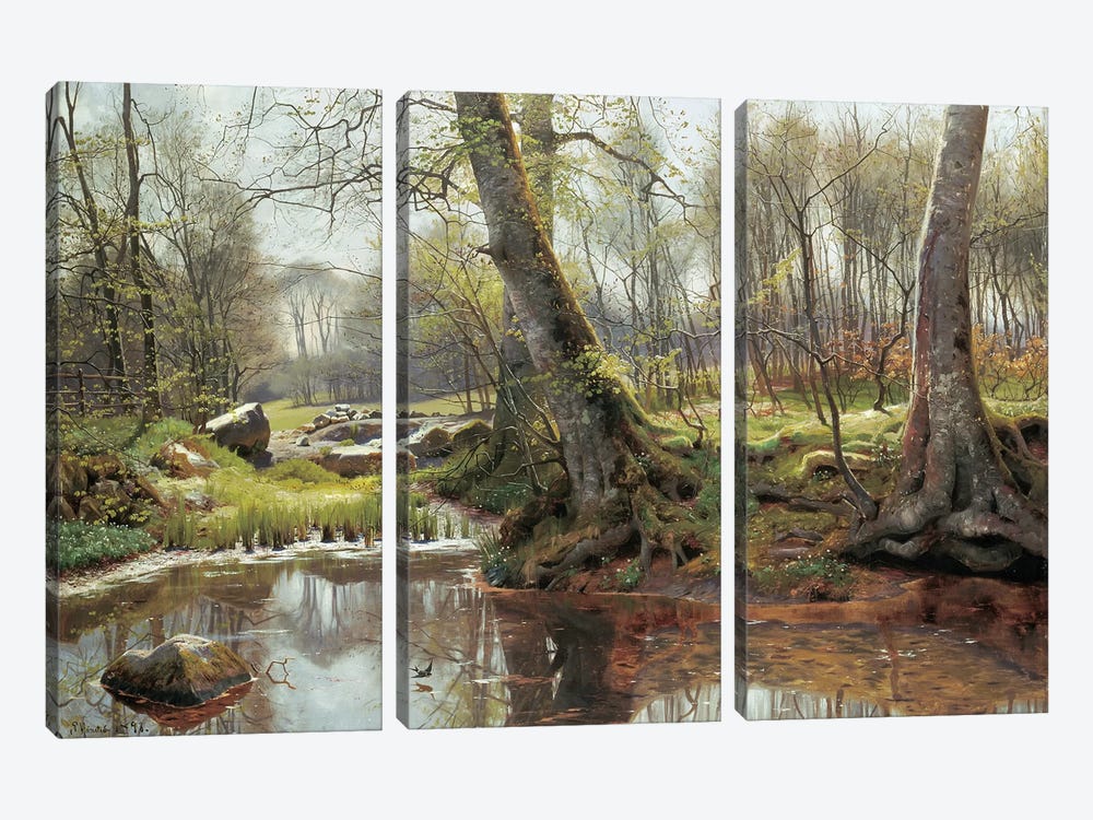 A Woodland Spring by Peder Monsted 3-piece Art Print