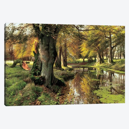 A Woodland Stream Canvas Print #PDR2} by Peder Monsted Art Print