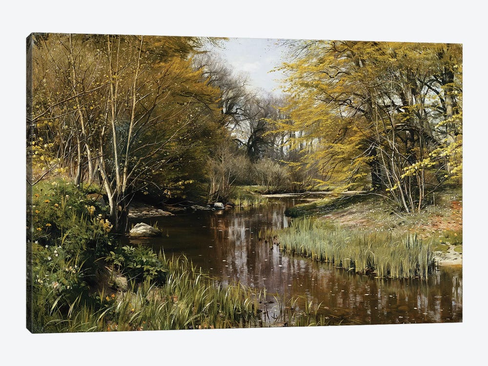 A Wooded River Landscape, 1909  by Peder Monsted 1-piece Canvas Art Print