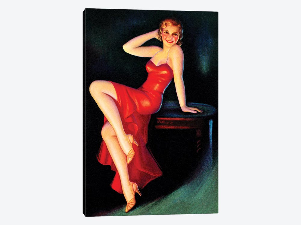 Red Dress Pin Up by Piddix 1-piece Canvas Art Print