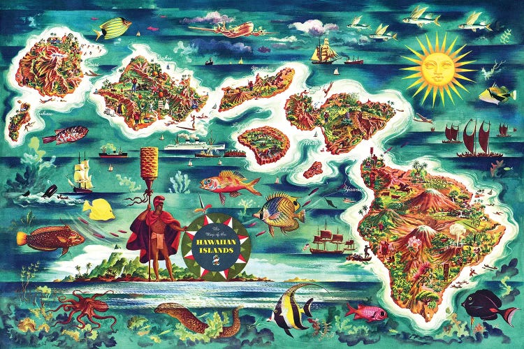 Retro Map of the Hawaiian Islands