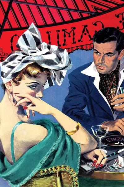 Retro Mid-Century Couple by Piddix framed canvas print