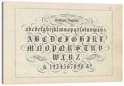 Alphabet Gothique Anglaise, Plate 4 Canvas Art Print - Full Alphabet Art