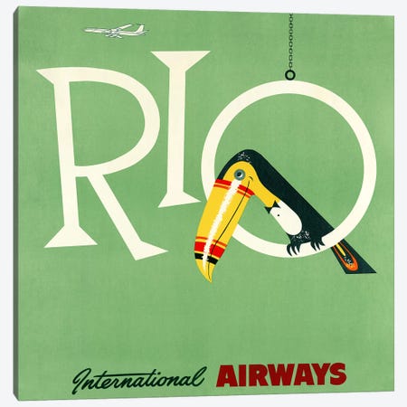 Rio Travel Poster, International Airways Canvas Print #PDX111} by Piddix Canvas Wall Art