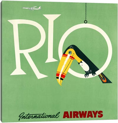 Rio Travel Poster, International Airways Canvas Art Print - Travel Posters