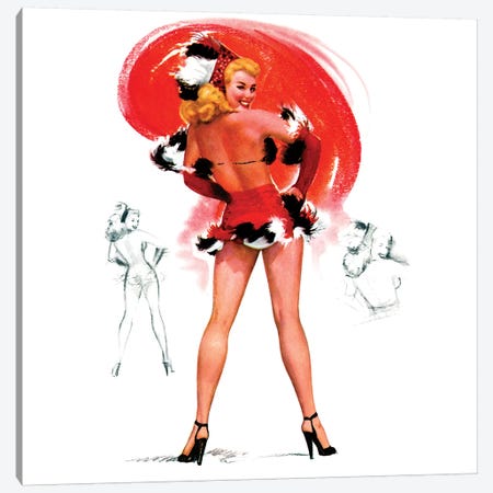 Showgirl Pin-Up by T. N. Thompson Canvas Print #PDX113} by Piddix Canvas Wall Art