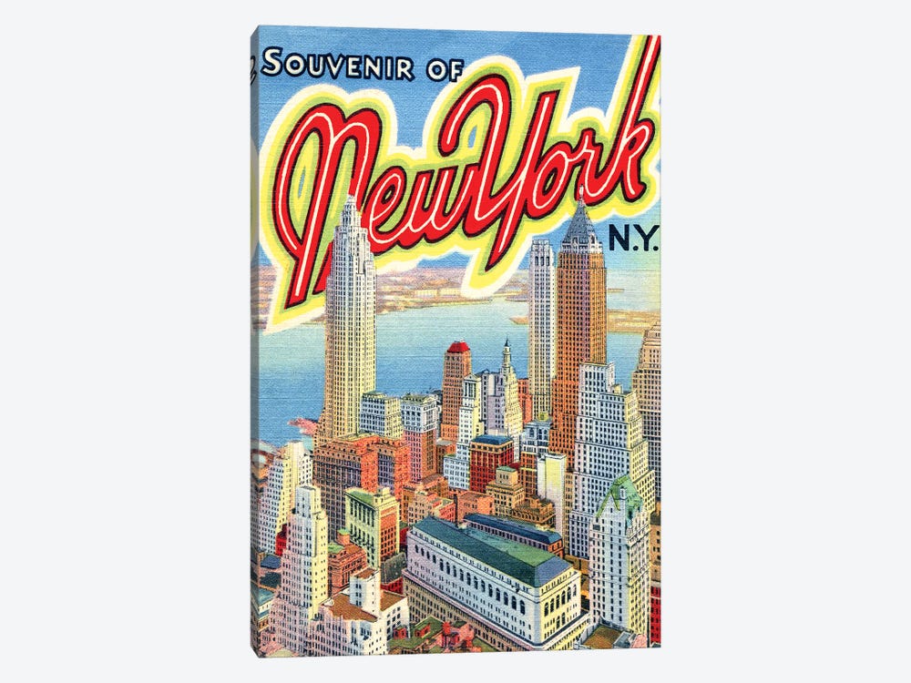 Souvenir of New York, NY, Travel Postcard by Piddix 1-piece Art Print