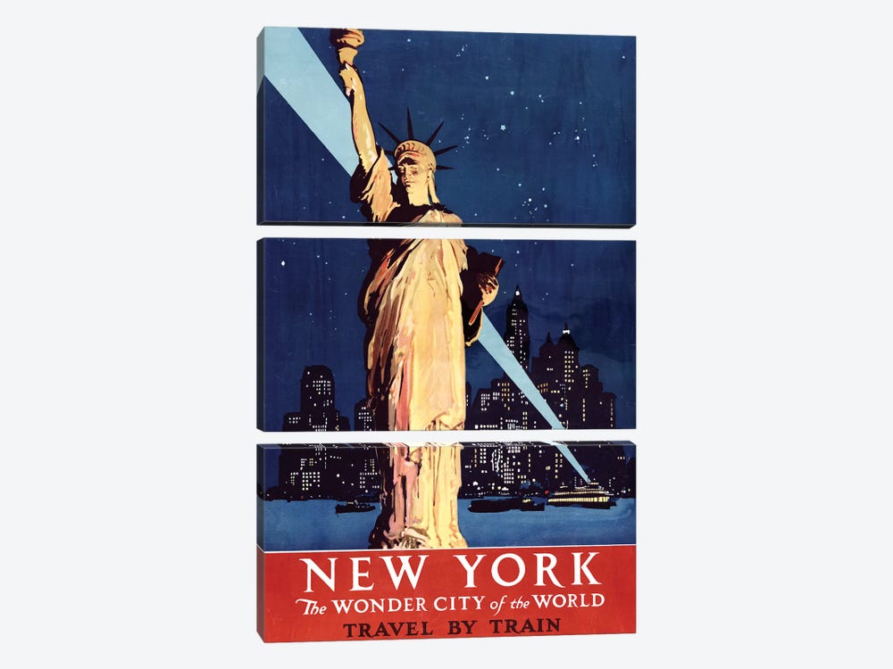 Statue of Liberty New York Vintage Travel Poster, 1920s by Piddix 3-piece Art Print
