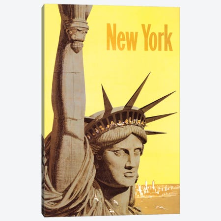 Statue of Liberty Vintage Travel Poster, 1960s Canvas Print #PDX118} by Piddix Canvas Art