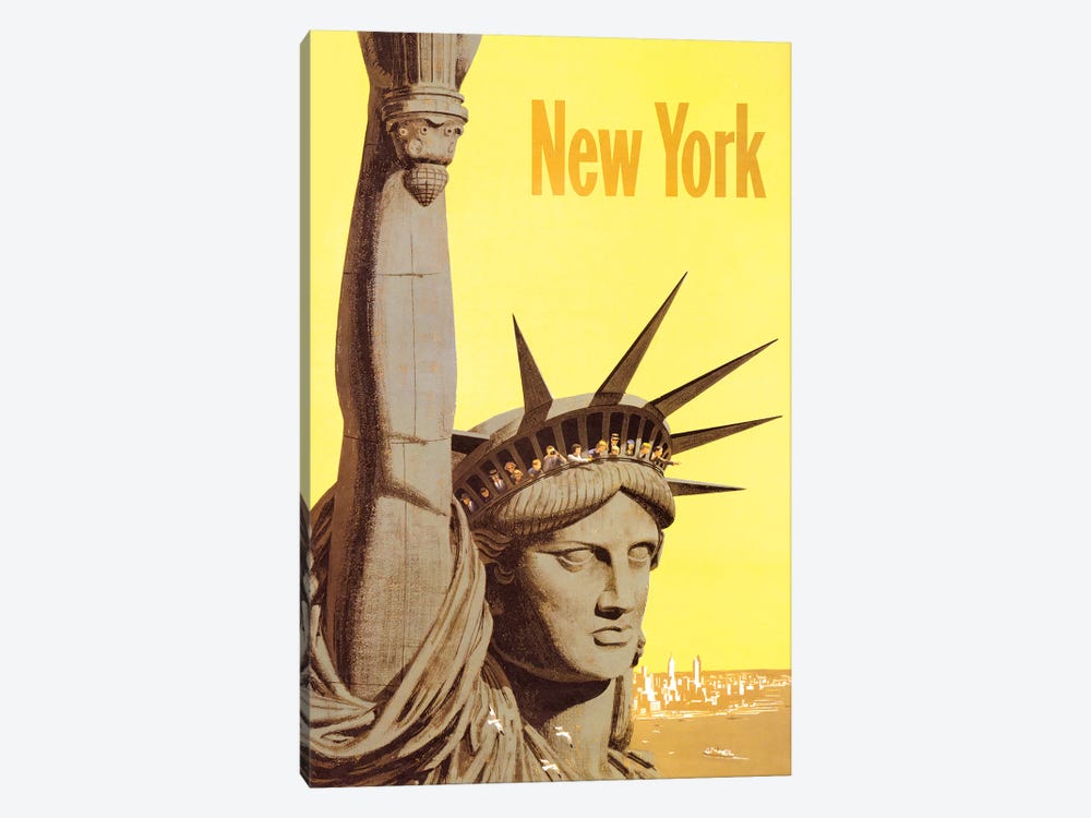 Statue of Liberty Vintage Travel Poster, 1960s by Piddix 1-piece Canvas Art