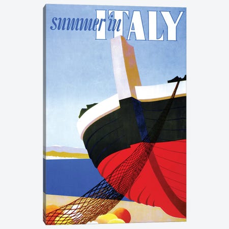 Summer in Italy, Vintage Travel Poster Canvas Print #PDX124} by Piddix Canvas Artwork