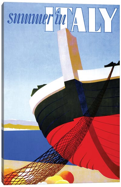 Summer in Italy, Vintage Travel Poster Canvas Art Print - Piddix