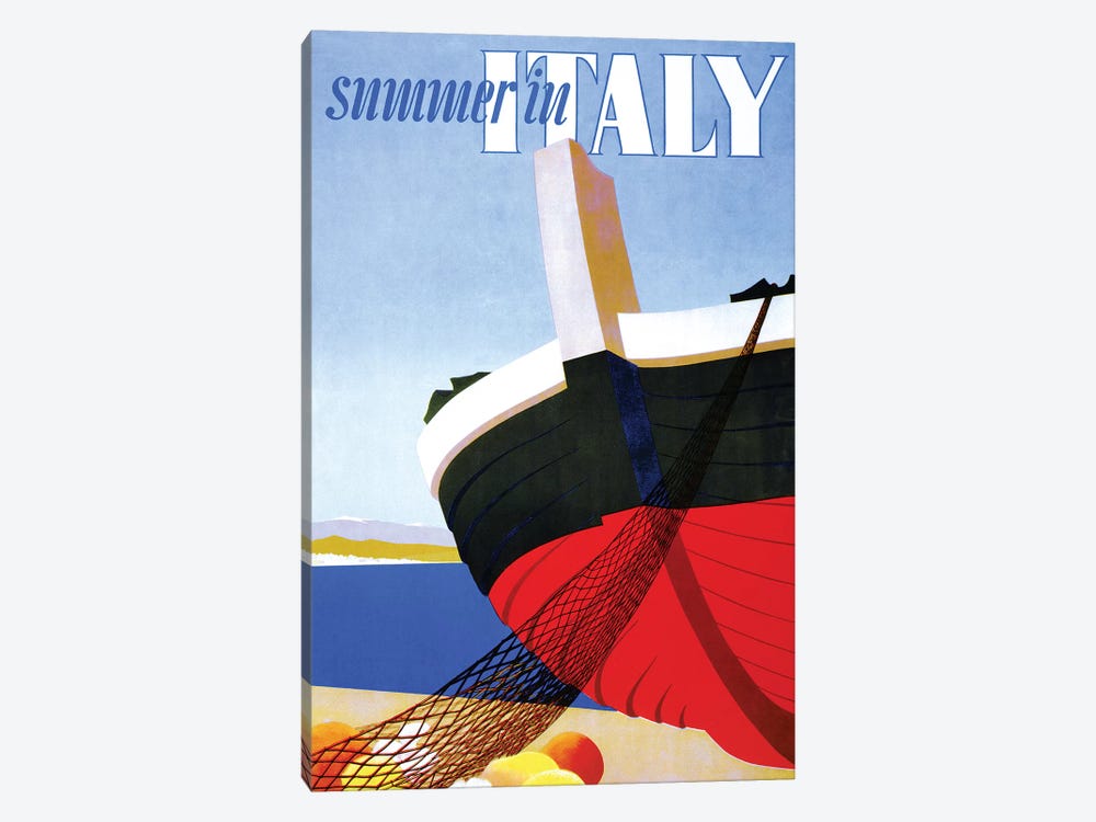 Genova Italy summer Vintage painting art Travel Poster Print Framed Canvas 