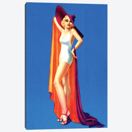 Swimsuit Pin-Up by Billy Devorss Canvas Print #PDX125} by Piddix Canvas Wall Art