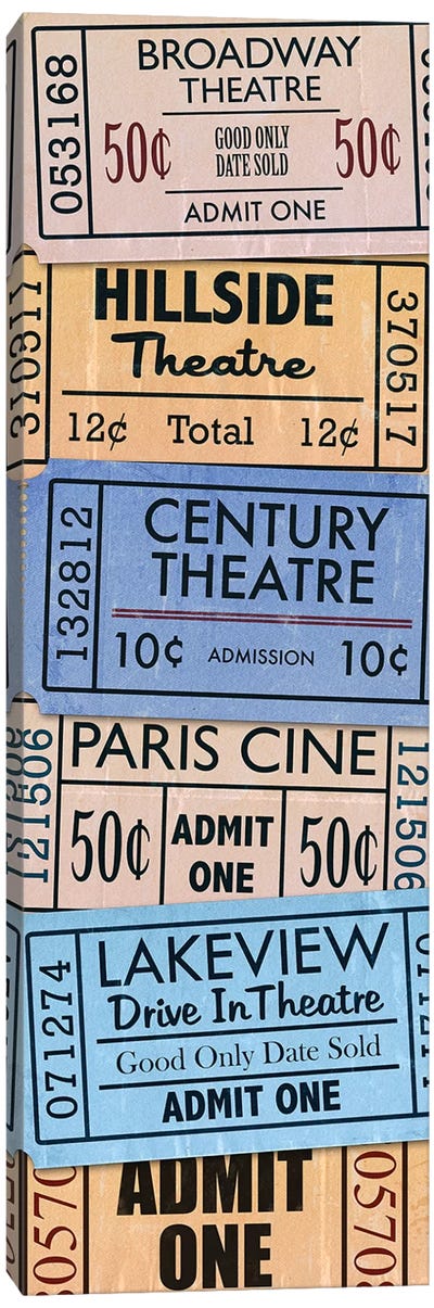 Theatre Tickets Movie Night Canvas Art Print - Retro Redux