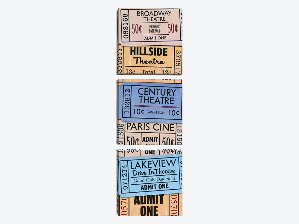 Theatre Tickets Movie Night by Piddix 3-piece Canvas Art Print