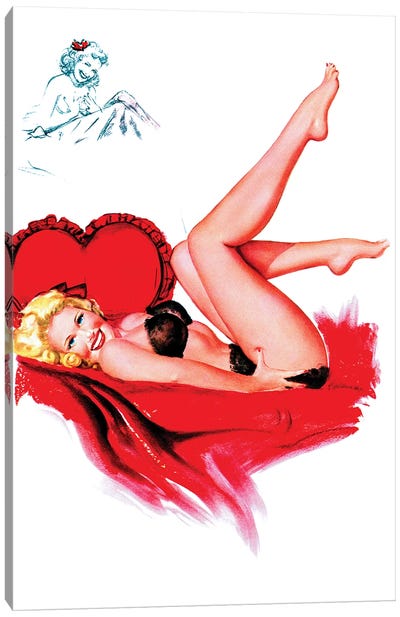 Valentine Heart Pin-Up by T. N. Thompson Canvas Art Print - Pin-Up Art