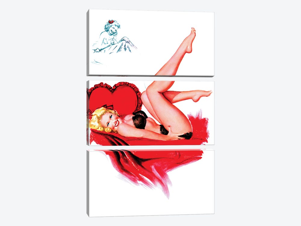 Valentine Heart Pin-Up by T. N. Thompson by Piddix 3-piece Canvas Artwork
