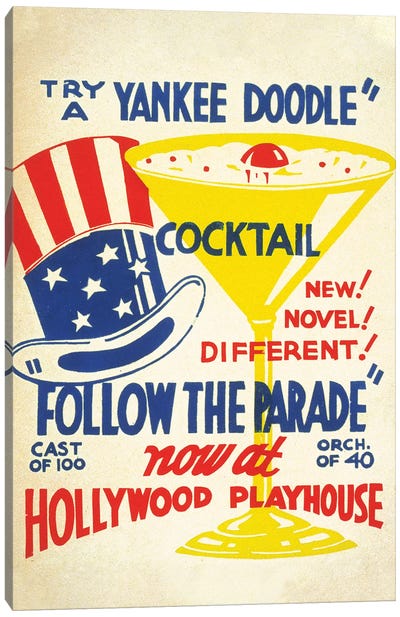 Yankee Doodle Cocktail at the Hollywood Playhouse Canvas Art Print - Vintage Décor