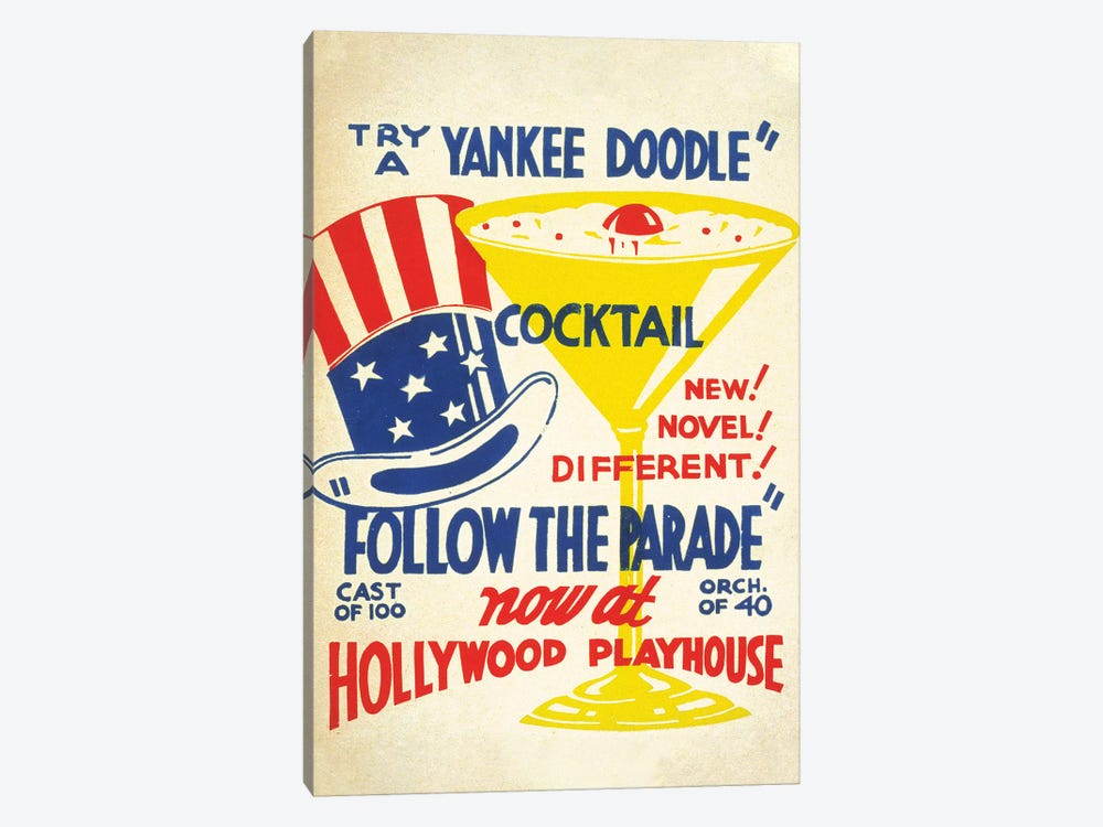 Yankee Doodle Cocktail at the Hollywood Playhouse by Piddix 1-piece Canvas Wall Art