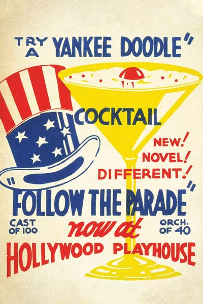 Vintage Kitchen Posters: Yankee Doodle Cocktail at the Hollywood Playhouse by Piddix