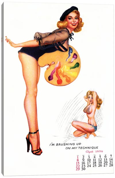 April 1956 Pin-Up Canvas Art Print - Piddix