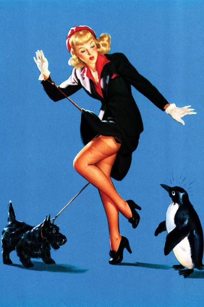 An Odd Couple Pin-Up by Gil Elvgren by Piddix canvas print