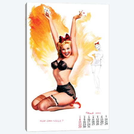 March 1953 Pin-Up Canvas Print #PDX156} by Piddix Art Print