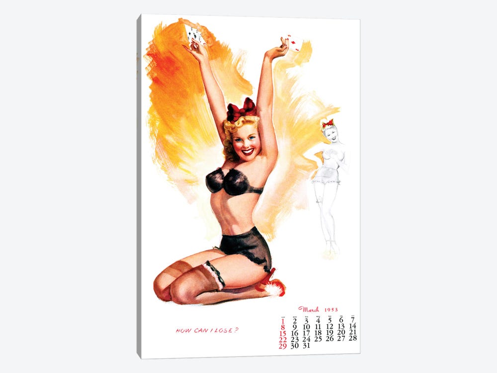 March 1953 Pin-Up by Piddix 1-piece Canvas Artwork