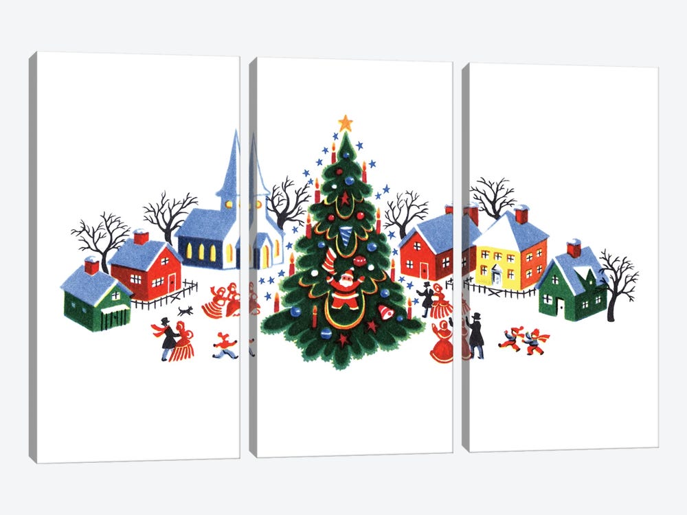 Christmas Village by Piddix 3-piece Art Print