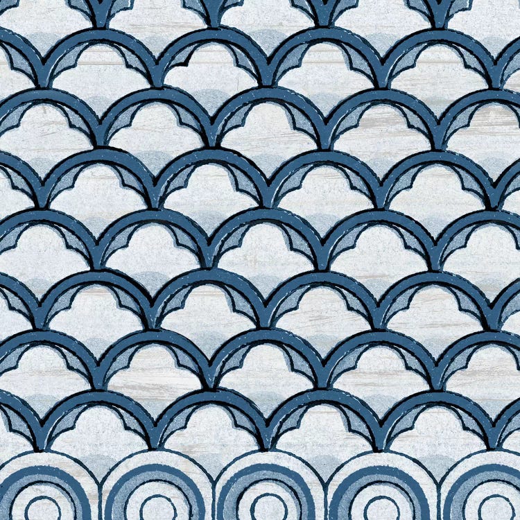 Blue Coastal Pattern on Wood