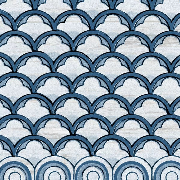 Granny Chic: Blue Coastal Pattern on Wood by Piddix