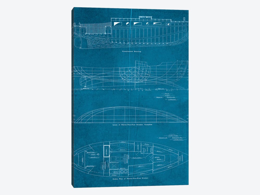 Boat Blueprints I by Piddix 1-piece Art Print